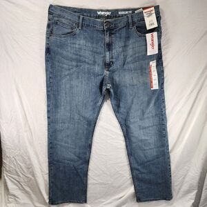 Wrangler Jeans 42x30 Mens 100% Authentic Regular Fit Flex Jean In Steel Blue